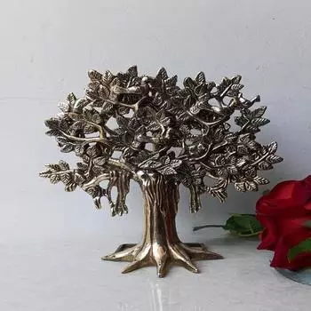 Древо жизни Калпаврикши из чистой латуни, настольный декоративный экспонат, подарочный предмет для дома, офиса, декор