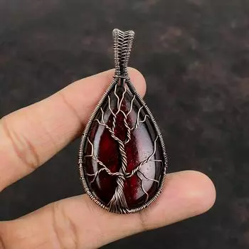 Древо Жизни Красный Огонь Лабрадорит Подвеска Медная Проволока Обернутая Подвеска Медные Ювелирные Изделия Ручной Работы Подвеска Из Драгоценного Камня Проволока Обернутые Ювелирные Изделия Для Подарка