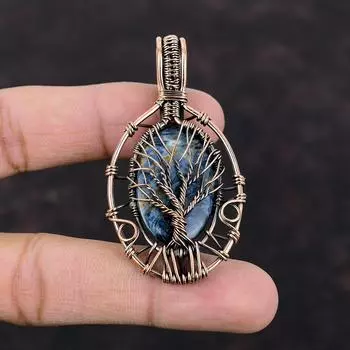 Древо Жизни Кулон из Питерсита Ювелирные изделия из медной проволоки Дизайнерский кулон ручной работы Подвеска из медной проволоки Подарок для нее Ювелирные изделия из драгоценных камней