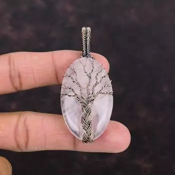 Древо Жизни Кулон из Розового Кварца Медная Проволока Обернутая Драгоценным Камнем Кулон Розовый Кварц Медные Ювелирные Изделия Подарок Для Нее Ювелирные Изделия Ручной Работы Обернутые Проволокой