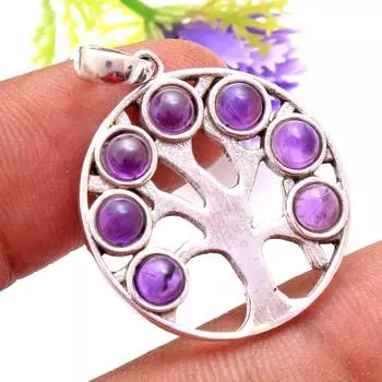Древо Жизни Кулон Женщины Ювелирные Изделия Стерлингового Серебра 925 Кулон Ручной Работы Драгоценный Камень Ювелирные Изделия фиолетовый