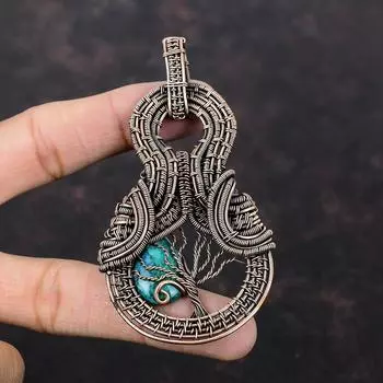 Древо жизни Подвеска из шаттукита Медная проволока Кулон Медные украшения Очень красивый драгоценный камень Кулон ручной работы Ювелирные изделия из проволочной обмотки для подарка