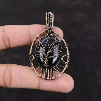 Древо жизни Подвеска из сугилита Медная проволока Обернутая подвеска Подвеска из драгоценного камня Ювелирные изделия ручной работы Древо жизни Медные украшения Подарок на юбилей