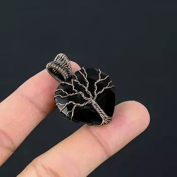 Древо Жизни Привлекательный Черный Шпинель Драгоценный Камень Чистая Медная Проволока Обернутый Ювелирные Изделия Ручной Работы Подвеска 1.46 Inches чёрный