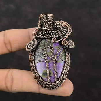Древо Жизни Пурпурит Подвеска Медная Проволока Обернутая Подвеска Ручной Работы Драгоценный Камень Подвеска Медная Проволока Обертка Ювелирные Изделия Подарок Для Мамы Пурпурит Ювелирные Изделия