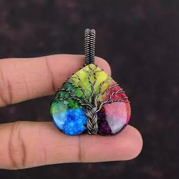 Древо Жизни Радуга Солнечная Кварц Друзы Подвеска Медная Проволока Обернутая Подвеска Из Драгоценного Камня Красивые Медные Ювелирные Изделия Подарок Для Мамы Подвески Ручной Работы
