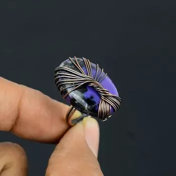 Древо Жизни Русский Чаорит Драгоценный Камень Медная Проволока Обернутые Ювелирные Изделия Ручной Работы Кольцо Подарок Для Женщин 4 фиолетовый