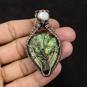Древо Жизни Тибетская Бирюза Медный Кулон Медная Проволока Обернутые Ювелирные Изделия Ювелирные Изделия Из Драгоценных Камней Радуга Кулон Лунный Камень Ювелирные Изделия Древо Жизни