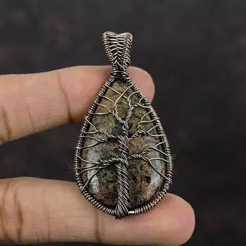 Древо жизни, турмалинированный кварцевый кулон, медная проволока, обернутая ювелирными изделиями, кулон с драгоценным камнем, медная проволока ручной работы, кулон, подарок для мамы