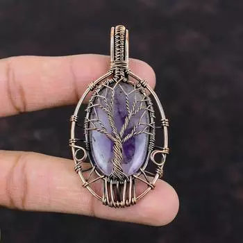 Древо Жизни Звезда Аметист Кулон Медная Проволока Обернутая Кулон Драгоценный Камень Последний Дизайн Кулон Медные Ювелирные Изделия Подарок Для Него Проволочная Пленка Ювелирные Изделия