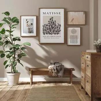 Постер и печать с сушеной веткой эвкалипта Графическая композиция Настенная картина Матисс Абстрактная картина на холсте Скандинавский домашний декор 21x30cm No Framed