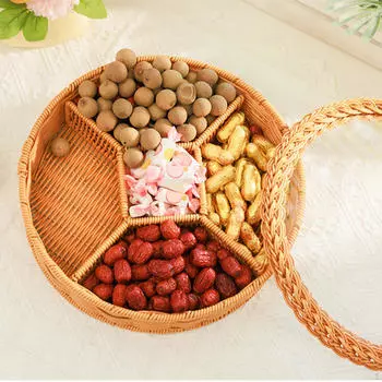 Dried Fruit Dishes Multifunctional Divided Woven Serving Decorative Snacks Bowl