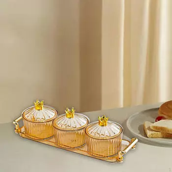 Поднос для закусок из сухофруктов, 3 решетки с крышкой, банка для конфет, органайзер для приправ оранжевый