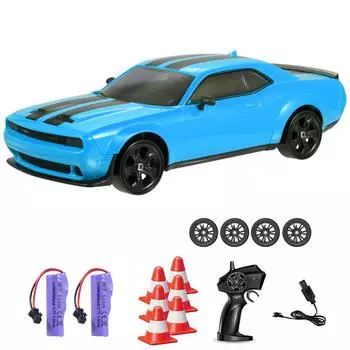 Дрифт-машина с дистанционным управлением, гоночный электромобиль 2,4 ГГц, 4WD, со светодиодными фонарями, 2 аккумулятора 1 красный