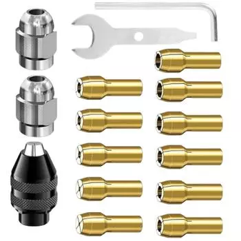 Drill Chuck Collet Set 1/32inch to 1/8inch Quick Changing Drill Chuck for Rotating Accessories Electric Chuck Rotary Tool