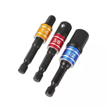 Drill Socket Adapter Impact Driver With Hex Shank Extension Bar 1/4 3/8 1/2 Electric Drill Heads Square Socket Power Tools