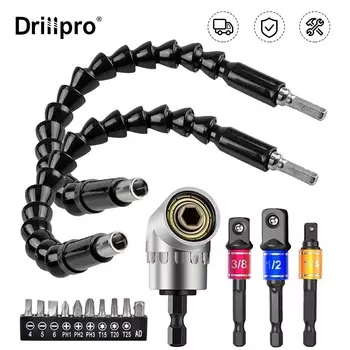 Drillpro 16 шт./компл. гибкий удлинитель для сверла с шестигранным хвостовиком, гайка, набор отверток, гибкий удлинитель для сверла