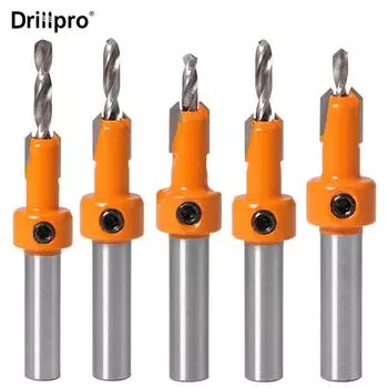Drillpro 5 шт. 8 мм хвостовик HSS деревообрабатывающий зенковочный фрезерный станок набор винтов экстрактор Remon снос для фрезы по дереву