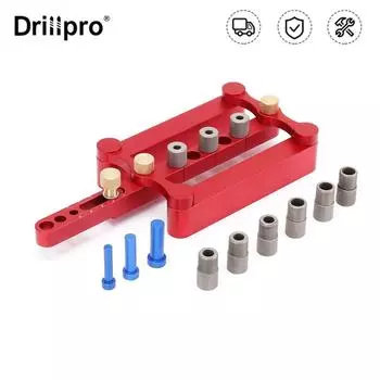 Drillpro 6/8/10 мм Самоцентрирование Dowelling Jig Метрический дюбель Регулируемый стоп-перфоратор Локатор Сверлильные инструменты для деревообработки Прочный