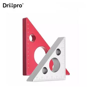 Drillpro 90-градусная линейка из алюминиевого сплава, метрическая дюймовая треугольная линейка для деревообработки - маленькая