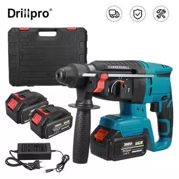 Drillpro Бесщеточный электрический дрель Перезаряжаемый 4 функции Перфоратор Ударный дрель Электроинструмент для Makita Аккумулятор ящик для инструментов