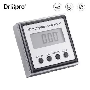 Drillpro Нержавеющая сталь 360 градусов Мини Цифровой транспортир Инклинометр Электронный уровень Коробка Магнитная база Измерительные инструменты