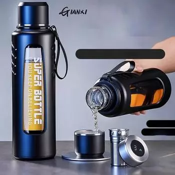 Drinkware Transparent Glass Cups Home And Kitchen Drink Items Coffee Mug Portable Tea Cup With Lid Drinking Utensils 500ML-2000ML