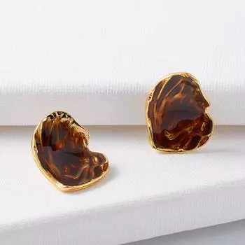 Drip earrings retro women s 925 silver needle niche design ins earrings fashion темно-коричневого