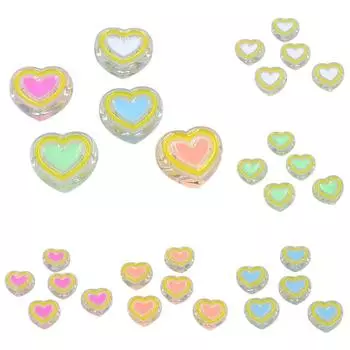 Drip Oil Acrylic Material Loose Beads Peach Heart Heart Beads DIY Jewelry Accessories Transparent for Bracelet Necklace Making Creative 5Pcs Fashion розовый