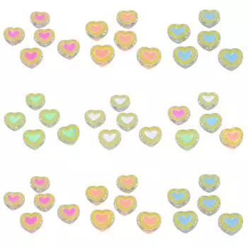 Drip Oil Transparent Creative 5Pcs Acrylic Loose Beads DIY Jewelry Accessories for Bracelet Necklace Making Heart Beads Fashion Peach Heart Material разноцветный