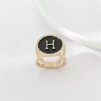 Drip-Painted Black And White Base Metal Minimalist Letter H Scarf Ring Brooch Ribbon Square Scarf Belt Buckle Decoration