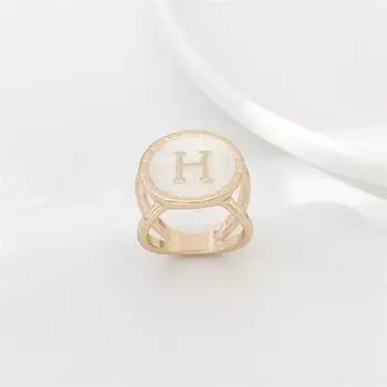 Drip-Painted Black And White Base Metal Minimalist Letter H Scarf Ring Brooch Ribbon Square Scarf Belt Buckle Decoration