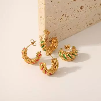 Drip Twist Threaded Bread Stainless Steel Earrings Women s Fashion Temperament Premium Titanium Steel Stud Earrings 18K