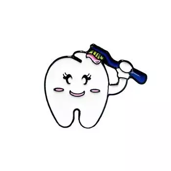Dripping Oil Funny Teeth Dentist Brooches Zinc Zinc Alloy Smiling Tooth Enamel Pins Decoration a