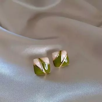 Dripping Oil Trendy Zinc Zinc Alloy Women Square Earrings Ear Studs Korean Style Earrings Girl Stud Earrings A