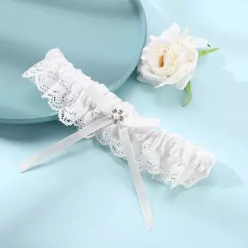 Повязка на голову для невесты, свадебная подвязка, белые кружевные цветочные подвязки, бант, эластичная подвязка для ног, набор для свадебного полотенца, повязка на голову для мужчин One Size