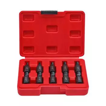 Набор шестигранных отверток Drive Master Impact, 10 предметов, SAE/метрические, 1/8 - 3/8 , сталь, прочный футляр для хранения, красный, соответствует стандартам