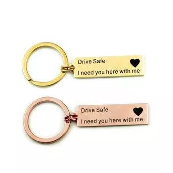 Drive Safe брелок с гравировкой букв, автомобильный ключ, сумка, подвеска, подарок золотистый