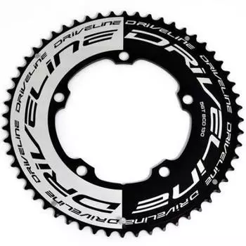 Driveline AL7075 Road Bike Bicycle TT Chainring BCD Black and ST1351 56T, 130mm, White,
