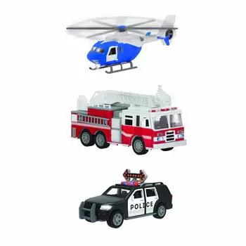 Driven Emergency Vehicle Police Engine Набор из 3 рабочих машинок Игрушки для машинок Рабочая машина Спасательная микросерия 3 года 4 года 5 лет