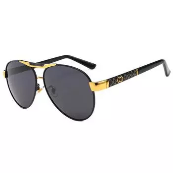 Driver Mens Sunglasses Uv Polarized Black Gold Frame Lens Shades Fashion StyleA