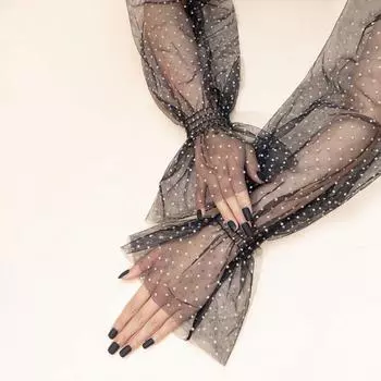 Driving Gloves Transparent Ice Silk Sleeves Sun Protection Cover Sunscreen Sleeve Lace Arm Warmers B