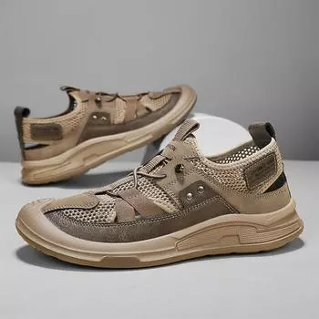 Driving sandals men s summer breathable casual versatile sandals 2025 new men s soft-soled wear-resistant sports beach mops 39 чёрный