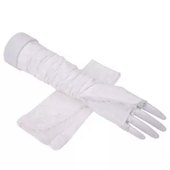 Driving Sun Protection Gloves Women s Thin Summer UV Protection Riding Tram Non Slip Ice Silk Lace Arm Oversleeve Long White-Long oblique lace All yards