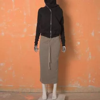 DRK Series Ro Style Cotton Knitted Thin Back Slit One-Step Skirt Mid Skirt for Women Special Offer with Unavailable Return/Exchange Gray Green 50/50.00 kg-55.00 kg