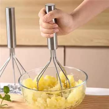 Дробилка для картофеля Прессованная картофелемялка из нержавеющей стали Соковыжималка для пюре Толкатель для картофеля Мягкое пюре из фруктов Кухонные инструменты серебряный