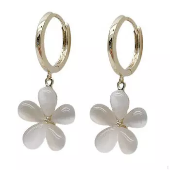 Серьги-капли, свисающие элегантные серьги-капельки с опаловым цветком, висячий обруч