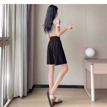 Drop Ice Silk Versatile Women s Five-point Wide-leg Pants Loose Casual High-waist Yamamoto Shorts New Summer Thin Quick-drying Pants S
