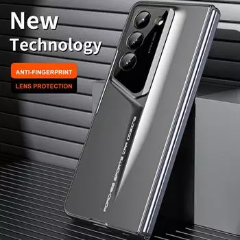 Drop Protection Screen Glass Film Case for Samsung Galaxy Z Fold 5 5G Fold5 Fold4 Fold 4 Luxury Fashion Folding Covers for Samsung Z Fold 5 чёрный