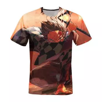 Дропшиппинг 3D Печать футболка унисекс рубашка с коротким рукавом свободная футболка мальчик/девочка футболки Demon Slayer детские футболки 100cm